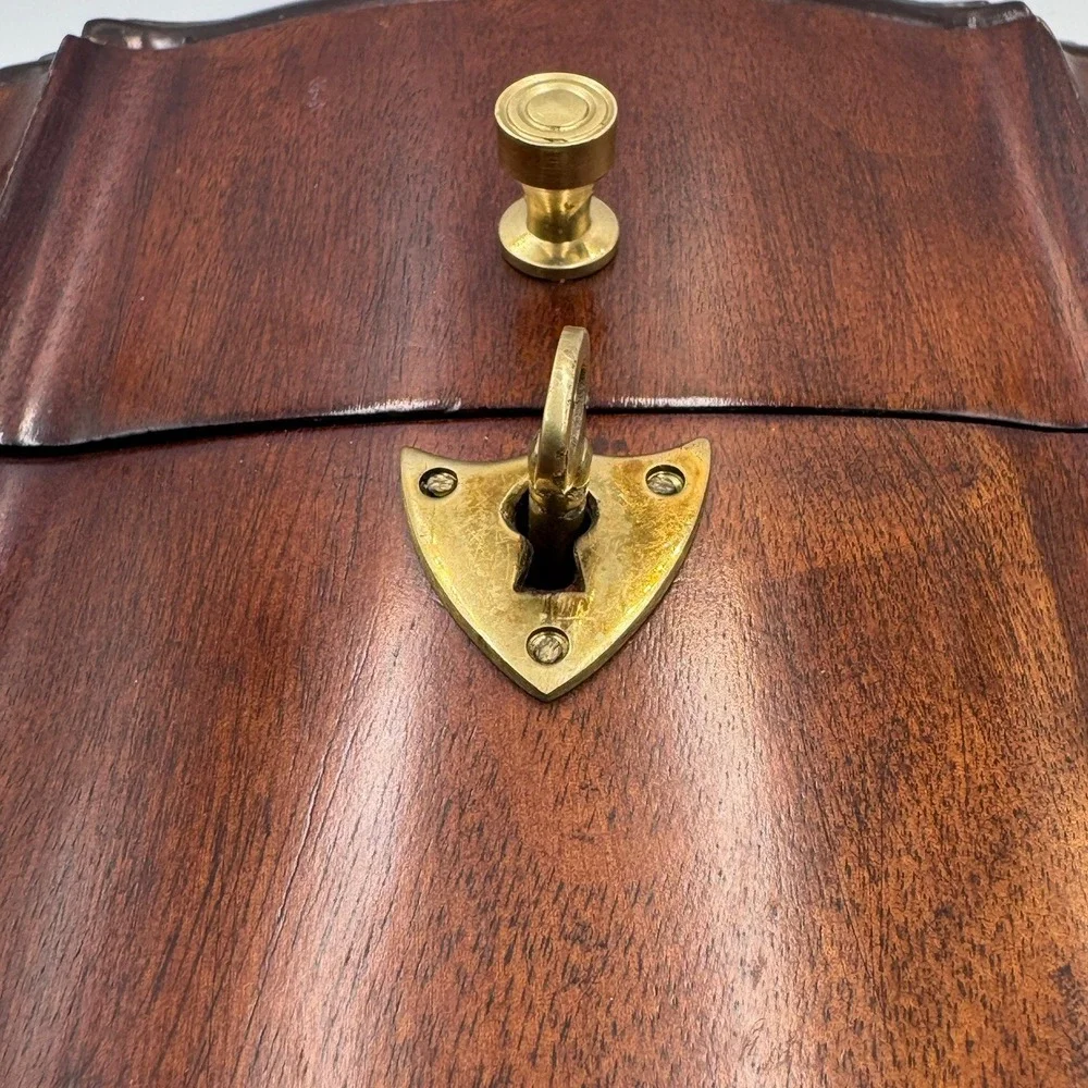 Wildwood Accents Mahogany Wood Slant Top Knife Box Brass Hardware Georgian Style